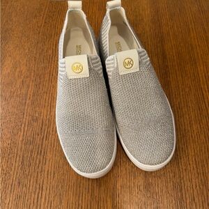 Michael Kors Silver Knit Slip-On Shoes